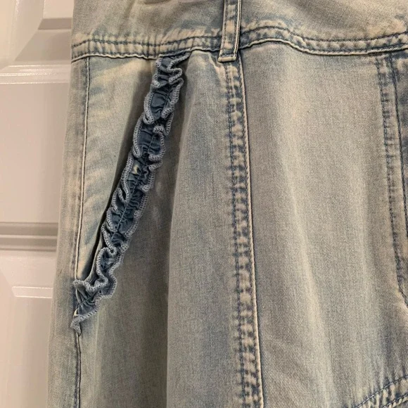 Juliette Light Blue Denim Skirt with Ruffle Hem - Picture 4 of 12